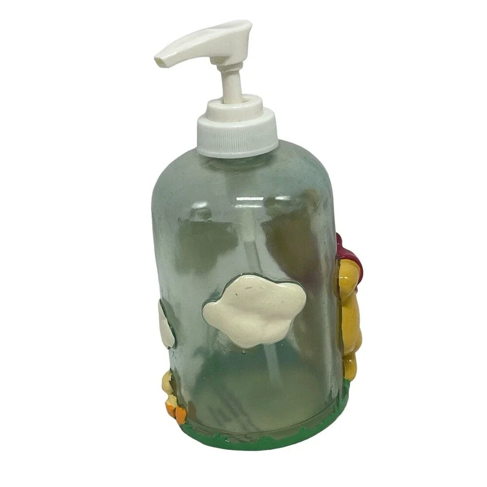Vintage Winnie the Pooh Sunshine  Soap / Lotion  Dispenser 8” Glass RARE